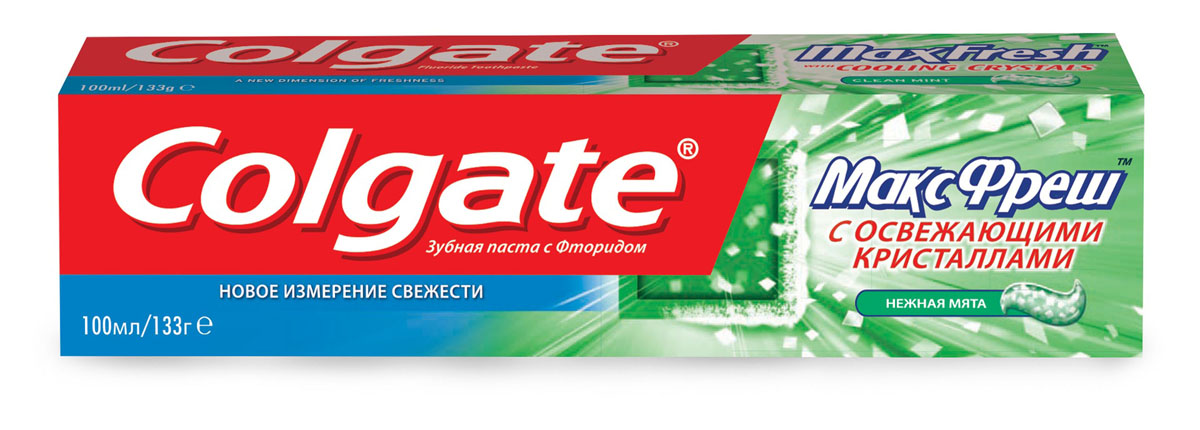 Зубная паста Colgate МаксФреш, нежная мята, 100 млFCN89272 Зубная паста Colgate МаксФреш, нежная мята, 100 млFCN89272Зубная паста Colgate МаксФреш с фтором и отбеливающим кристаллами освежает дыхание, отбеливает зубы и борется с кариесом. Характеристики: Объем: 100 мл. Производитель: Китай. Товар сертифицирован.