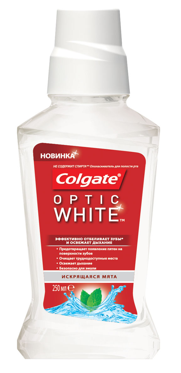 Colgate Ополаскиватель для полости рта Optic White, 250 мл277107 Colgate Ополаскиватель для полости рта Optic White, 250 мл277107Ополаскиватель для полости рта Colgate Optic White благодаря эффективной формуле, ополаскиватель очищает труднодоступные места, сохраняя естественную белизну зубов и обеспечивая свежее дыхание. Борется с бактериями, вызывающими неприятный запах изо рта. Характеристики: Объем: 250 мл. Производитель: Швейцария. Товар сертифицирован.
