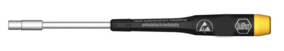 Отвертка Precision 277 ESD торцевая головка SW3,5x60 Wiha 0765507655 Отвертка Precision 277 ESD торцевая головка SW3,5x60 Wiha 0765507655Отвертка с торцевой головкой Wiha Precision ESD с шестигранником. Оснащена диссипативной рукоятка, отводящей электростатический заряд. Жало выполнено из хромованадиевой стали полной закалки с матовым хромированием. Рукоятка Precision с крутящимся колпачком, поверхностное сопротивление 106-109 Ом. Применяется для любых работ с деталями, подверженными воздействию электростатического заряда. Нормы: IEC 61340-5-1. Общая длина отвертки: 15,5 см. Длина жала: 6 см. Размер ручки: 9,5 см х 1,2 см х 1,2 см.