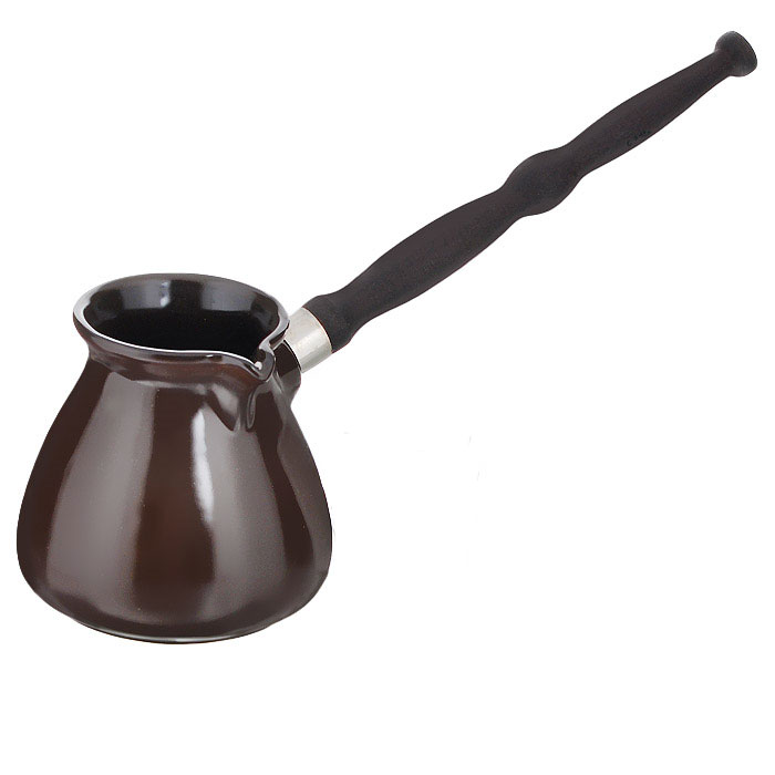 Турка Ceraflame Ibriks, цвет: шоколад, 350 мл. D9365D9365 Турка Ceraflame Ibriks, цвет: шоколад, 350 мл. D9365D9365Турка Ceraflame Ibriks, выполненная из керамики, предназначена для приготовления кофе. Турка оснащена удобной съемной деревянной ручкой и носиком. Турка покрыта уникальной гладкой эмалью, устойчивой к трещинам и царапинам. Непористая поверхность исключает образование бактерий, великолепно моется, и будет оставаться новой и блестящей даже после использования абразивных губок и чистящих средств. Керамика, из которой выполнена турка, устойчива к резким перепадам температур, способна выдерживать очень высокие температуры, сохраняет аромат и полезные свойства. Турку можно использовать на открытом огне, на газовой или электрической печи, в микроволновой или конвекционной печи, в морозильной камере или посудомоечной машине. Турка выполнена из экологически чистых материалов, поэтому в процессе эксплуатации не выделяет вредных веществ. Керамика не только быстро нагревается, но и сохраняет тепло дольше, чем посуда из других материалов. Кофе пришел к нам из...