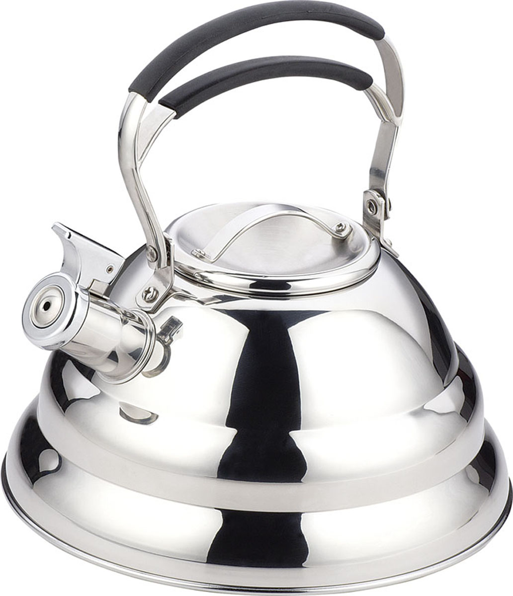 Чайник Bekker De Luxe со свистком, 3,2 л. BK-S406BK-S406 Чайник Bekker De Luxe со свистком, 3,2 л. BK-S406BK-S406Чайник Bekker De Luxe изготовлен из высококачественной нержавеющей стали 18/10 с зеркальной полировкой. Капсулированное дно распределяет тепло по всей поверхности, что позволяет чайнику быстро закипать. Эргономичная подвижная рукоятка выполнена из нержавеющей стали с силиконовыми вставками черного цвета. Носик оснащен откидным свистком, который подскажет, когда вода закипела. Свисток открывается и закрывается рычагом на носике. Подходит для всех типов плит, включая индукционные. Можно мыть в посудомоечной машине.