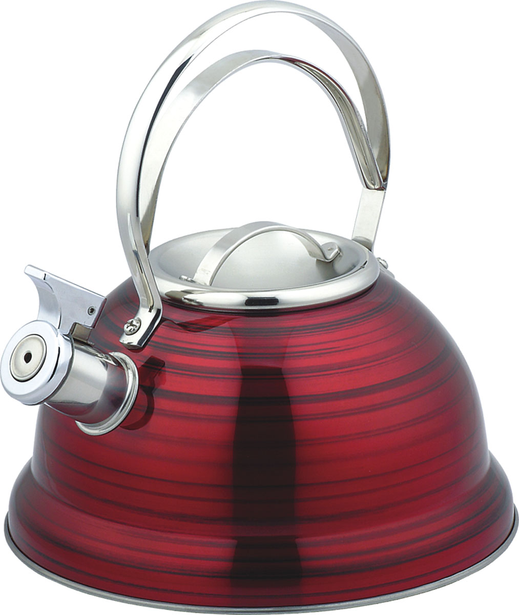 Чайник Bekker De Luxe, со свистком, 2,5 л. BK-S428BK-S428 Чайник Bekker De Luxe, со свистком, 2,5 л. BK-S428BK-S428Чайник Bekker De Luxe изготовлен из высококачественной нержавеющей стали с цветным матовым покрытием в полоску. Капсулированное дно распределяет тепло по всей поверхности, что позволяет чайнику быстро закипать. Крышка и эргономичная фиксированная ручка выполнены из нержавеющей стали. Носик оснащен откидным свистком, который подскажет, когда закипела вода. Подходит для всех типов плит, кроме индукционных. Можно мыть в посудомоечной машине. Диаметр (по верхнему краю): 10 см. Диаметр основания: 22 см. Толщина стенки: 0,4 мм. Высота чайника (без учета ручки и крышки): 11,5 см. Высота чайника (с учетом ручки и крышки): 23,5 см.