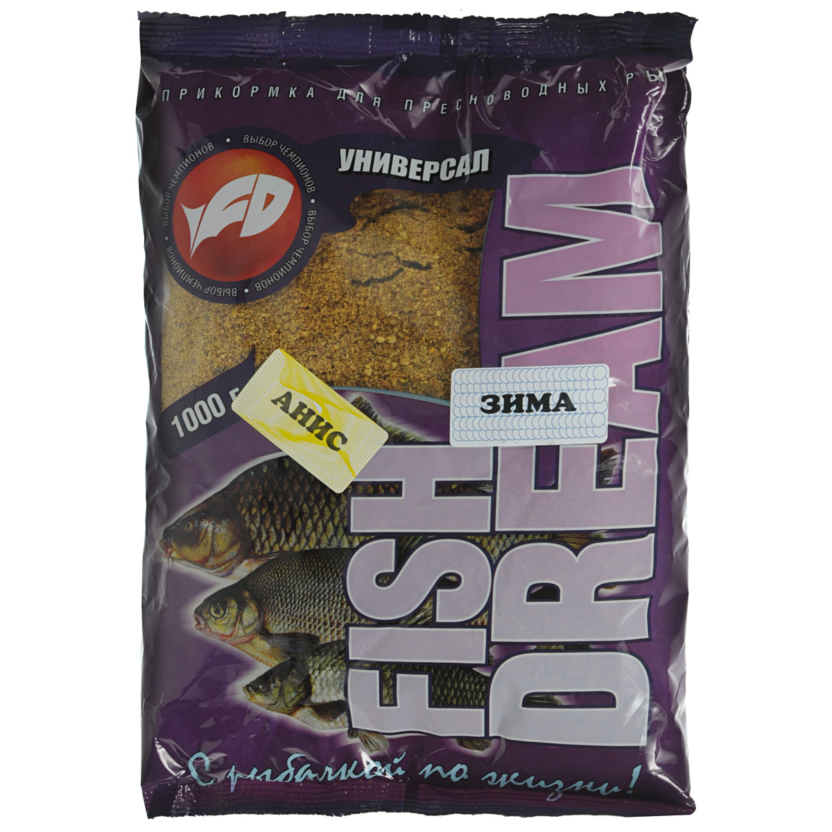 Прикормка FishDream Универсал, для пресноводных рыб, зима, анис, 1 кг35524 Прикормка FishDream Универсал, для пресноводных рыб, зима, анис, 1 кг35524Прикормка FishDream Универсал для холодной воды отличается уменьшенной ароматикой, более мелким помолом и добавлением бетаина. Незаменима на зимней рыбалке и в межсезонье, когда вода уже успела остыть. Добавление бетаина не дает рыбе насытиться, вынуждая возвращаться к месту прикормки снова и снова. Состав: продукты кондитерского и хлебобулочного производства, молотые и зерновые масляничные культуры, пищевые ароматизаторы.