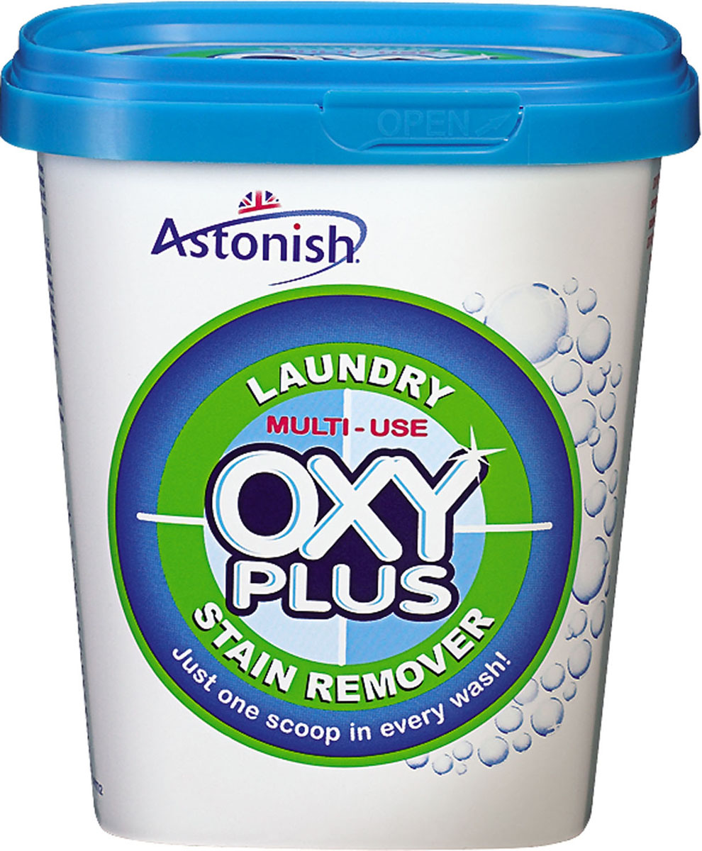 Кислородный пятновыводитель Astonish OxyPlus, 350 г21470 (R) Кислородный пятновыводитель Astonish OxyPlus, 350 г21470 (R)Кислородный пятновыводитель Astonish OxyPlus - это мощное чистящее средство на основе сильнодействующего кислорода, которое эффективно удаляет застарелые загрязнения и пятна, нейтрализует запахи и придает свежесть по всему дому. Пятновыводитель удаляет любые пятна травы, крови, плесени, гнили, вина, пищи, а также пятна от масел и смол (гудрона). Предназначен для ручной и машинной стирки белого и цветного белья. Отбеливает белое белье, сохраняет и освежает краски цветного, удаляет пятна, нейтрализует запахи и придает свежесть. Не разрушает структуру тканей. OxyPlus также чистит одежду, белье, обивку мебели, плитку и цемент от плесени, мусорные ведра, палатки и многое другое. Используется: - при стирке (ежедневное белье, детская одежда, скатерти, тюль, спортивная одежда, полотенца, салфетки), - при замачивании (сильно грязное белье, мусорные корзинки, спальные мешки, палатки, лодки из тика и стекловолокна, кофемашины, соковыжималки), -...
