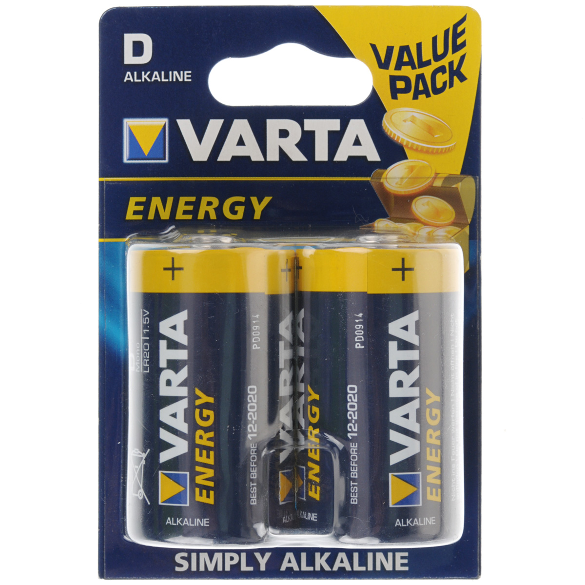 Батарейка Varta Energy, тип D, 1,5В, 2 шт38676 Батарейка Varta Energy, тип D, 1,5В, 2 шт38676Алкалиновые батарейки Varta Energy отличаются долгим сроком работы, подходят для аудио- видео- техники, а также другой электроники и бытовых приборов. Сделаны из качественных материалов.