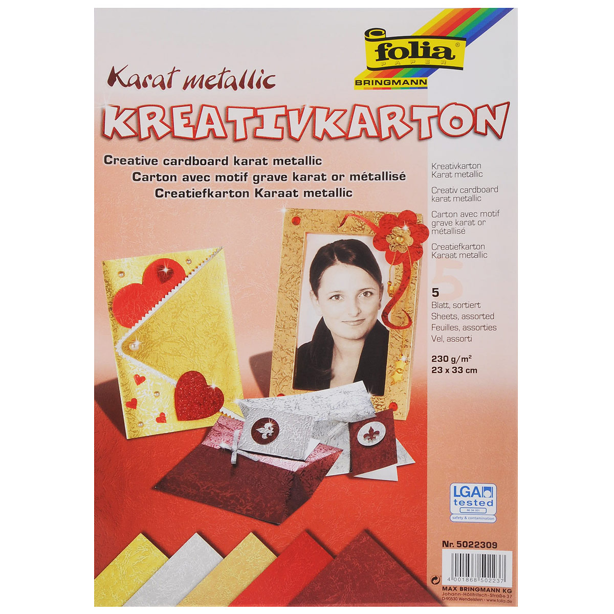 Картон текстурированный Folia Металл, 23 x 33 см, 5 листов7708029 Картон текстурированный Folia Металл, 23 x 33 см, 5 листов7708029Картон Folia Металл с оригинальной текстурой идеально подходит для декора, скрапбукинга, создания поздравительных карточек, украшения интерьера, различных поделок и др. Картон прекрасно держит форму и отлично крепится. Размер листа: 23 см х 33 см. Плотность: 230 г/м2. Комплектация: 5 листов.