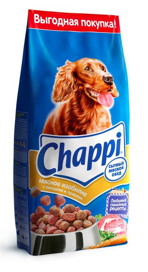 Корм сухой для собак Chappi Сытный мясной обед, мясное изобилие с овощами и травами, 2,5 кг10011 Корм сухой для собак Chappi Сытный мясной обед, мясное изобилие с овощами и травами, 2,5 кг10011Сухой корм Chappi Сытный мясной обед - это специально разработанная еда для собак с оптимально сбалансированным содержанием белков, витаминов и микроэлементов. Уникальная формула Chappi включает в себя все необходимые для здоровья компоненты: - мясо - для силы и энергии в течение дня; - овощи, травы и злаки - для отличного пищеварения; - масла и жиры - для блестящей шерсти и здоровой кожи; - кальций - для крепких зубов и костей; - витамины - для защиты здоровья; - минералы - для подержания собаки в оптимальной форме. Корм Chappi идеально подходит для вашего любимца как надежный источник жизненных сил. Состав: злаки, мясо и субпродукты, жиры животного происхождения, морковь, люцерна, растительные масла, минеральные вещества, витамины. Пищевая ценность в 100 г: белок - 18 г, жиры - 10 г, клетчатка - 7 г, влажность - не более 10 г, зола - 7 г, кальций - 0,8 г, фосфор - 0,6 г, витамин А - 500 МЕ,...