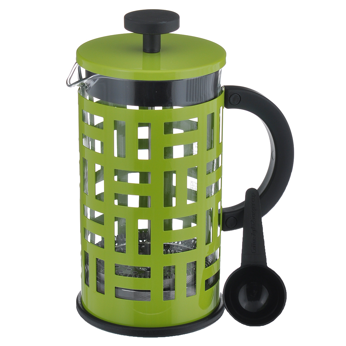 Кофейник Bodum Eileen с прессом, цвет: салатовый, 1 л94672 Кофейник Bodum Eileen с прессом, цвет: салатовый, 1 л94672Кофейник Eileen с фильтром French Press и мерной ложечкой займет достойное место на вашей кухне. Современный дизайн полностью соответствует последним модным тенденциям в создании предметов бытовой техники. Кофейник снабжен легкой и удобной, покрытой специальным материалом, ручкой, позволяющей безопасно и удобно использовать его в любой ситуации - даже держать два кофейника одновременно. Цельная оправа из нержавеющей стали защищает хрупкую стеклянную емкость от толчков и ударов. В то же время эта оправа не заглушает аппетитный запах свежесваренного кофе.Настоящим ценителям натурального кофе широко известны основные и наиболее часто применяемые способы его приготовления: эспрессо, по-турецки, гейзерный. Однако существует принципиально иной способ, известный как French Press, благодаря которому приготовление ароматного напитка стало гораздо проще.Профессиональная серия Eileen была задумана и создана в честь великого архитектора и дизайнера - Эйлин Грей (Eileen Gray). При создании серии были особо учтены соображения функционального удобства. Стильный внешний вид и практичность в использовании сделали Eileen чрезвычайно востребованной серией. Объем кофейника: 1 л.Высота кофейника (с учетом крышки): 22 см.Диаметр кофейника (по верхнему краю): 11 см.Длина ложечки: 10 см.
