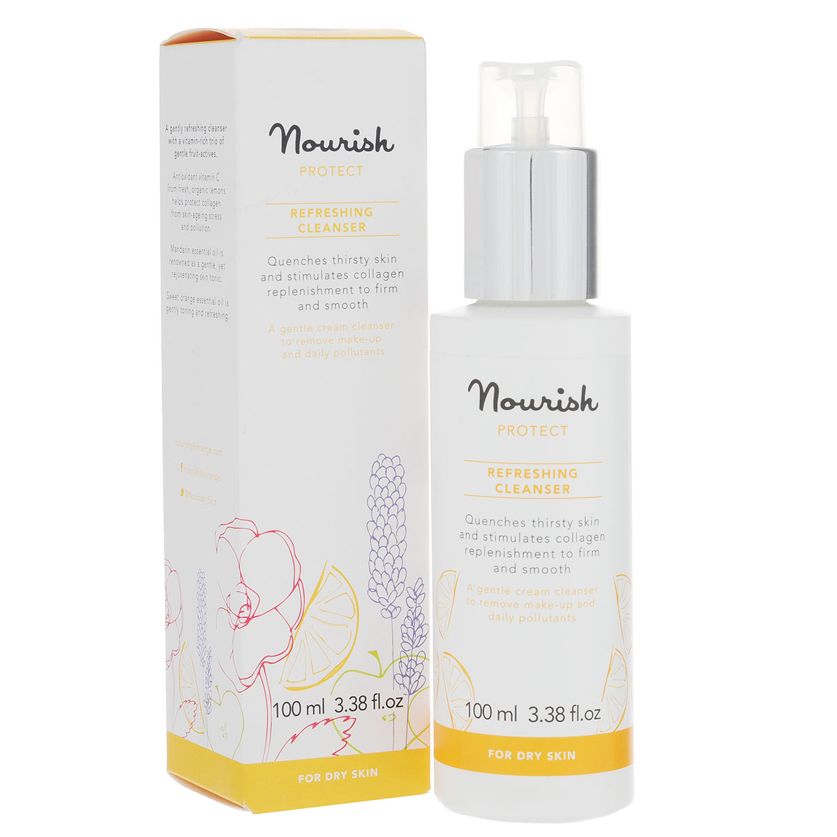 Nourish Молочко для лица Protect Refreshing Cleanser, очищающее, для сухой кожи, 100 млУТ000000997 Nourish Молочко для лица Protect Refreshing Cleanser, очищающее, для сухой кожи, 100 млУТ000000997Для ежедневного очищения кожи от загрязнений и удаления макияжа косметологами Nourish было разработано очищающее молочко Protect Refreshing Cleanser для сухой кожи на основе ароматных бодрящих масел апельсина и мандарина. На 94% состоит из органических компонентов. Нежная текстура в сочетании с легким цитрусовым ароматом, богатый питательный состав: - масло кожуры апельсина глубоко питает и увлажняет кожу, стимулирует лимфоток, очищает и стягивает поры; - масло кожуры мандарина тонизирует и освежает утомленную кожу, выравнивает рельеф эпидермиса, возвращает коже эластичность и упругость, разглаживает морщины, а также улучшает цвет и состояние кожи. Товар сертифицирован.