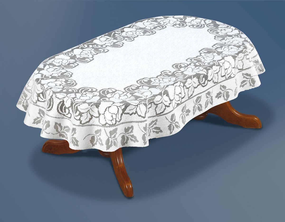 Скатерть Haft Silver Line, овальная, цвет: белый, 130x 180 см. 221661/130VT-1520(SR) Скатерть Haft Silver Line, овальная, цвет: белый, 130x 180 см. 221661/130VT-1520(SR)Великолепная овальная скатерть Haft Silver Line, выполненная из полиэстера, органично впишется в интерьер любого помещения, а оригинальный дизайн удовлетворит даже самый изысканный вкус. Скатерть изготовлена из сетчатого материала с ажурным цветочным рисунком. Скатерть Haft Silver Line создаст праздничное настроение и станет прекрасным дополнением интерьера гостиной, кухни или столовой.