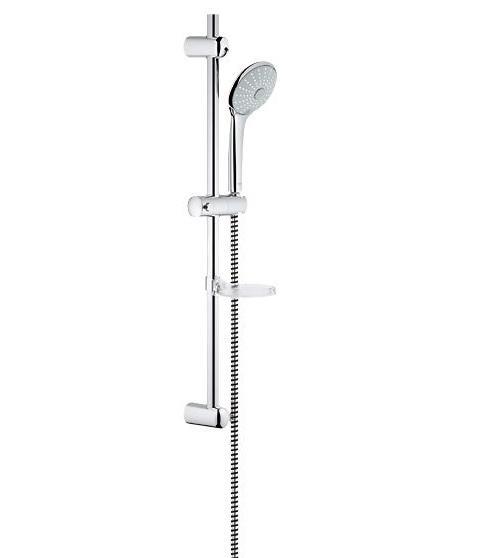 Душевой гарнитур GROHE Euphoria 110 (ручной душ, штанга 600 мм, шланг 1500 мм) (27243001)A15-8777 Душевой гарнитур GROHE Euphoria 110 (ручной душ, штанга 600 мм, шланг 1500 мм) (27243001)A15-8777Душевой гарнитур GROHE Euphoria 110 Massage, 3 вида струйВключает в себя: Ручной душ Massage (27 239) Душевая штанга, 600 мм (27 499 000) GROHE QuickFix(регулируемое расстояние между настенными креплениями штанги позволяет использовать для монтажа уже имеющиеся отверстия в стене) Душевой шланг Silverflex 1.500 мм (28 364 000) Полочка GROHE EasyReach(27 596 000) GROHE EcoJoy - технология совершенного потока при уменьшенном расходе воды9,5 л/мин ограничитель расхода воды GROHE DreamSpray превосходный поток воды GROHE SprayDimmer GROHE StarLight хромированная поверхностьС системой SpeedClean против известковых отложений Внутренний охлаждающий канал для продолжительного срока службы Twistfree против перекручивания шлангаВидео по установке является исключительно информационным. Установка должна проводиться профессионалами!