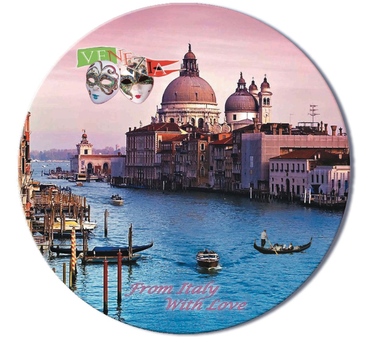 Доска разделочная GiftnHome Венеция, стеклянная, диаметр 19 смRCB-Venezia Доска разделочная GiftnHome Венеция, стеклянная, диаметр 19 смRCB-VeneziaРазделочная доска GiftnHome Венеция выполнена из жароустойчивого стекла. Изделие, украшенное красочным изображением, идеально впишется в интерьер современной кухни. Специальное покрытие вкладыша обеспечивает стойкость к влаге и высоким температурам. Изделие легко чистить от пятен и жира. Также доску можно применять как подставку под горячее. Разделочная доска GiftnHome Венеция украсит ваш стол и сбережет его от воздействия высоких температур ваших кулинарных шедевров. Можно мыть в посудомоечной машине. Диаметр доски: 19 см. Толщина доски: 0,4 см.