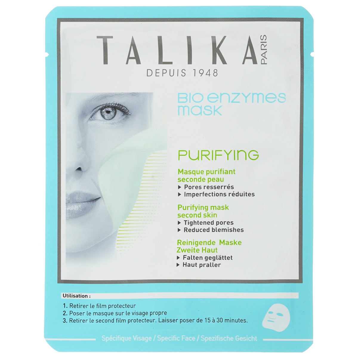 Talika Маска для лица Bio Enzymes, очищающая, 20 г709438 Talika Маска для лица Bio Enzymes, очищающая, 20 г709438Очищающая маска для лица Bio Enzymes. Экстракт корицы и арника горная придают матовость коже, успокаивают, сужают поры. Орех органовый смягчает и защищает кожу благодаря витамину E.