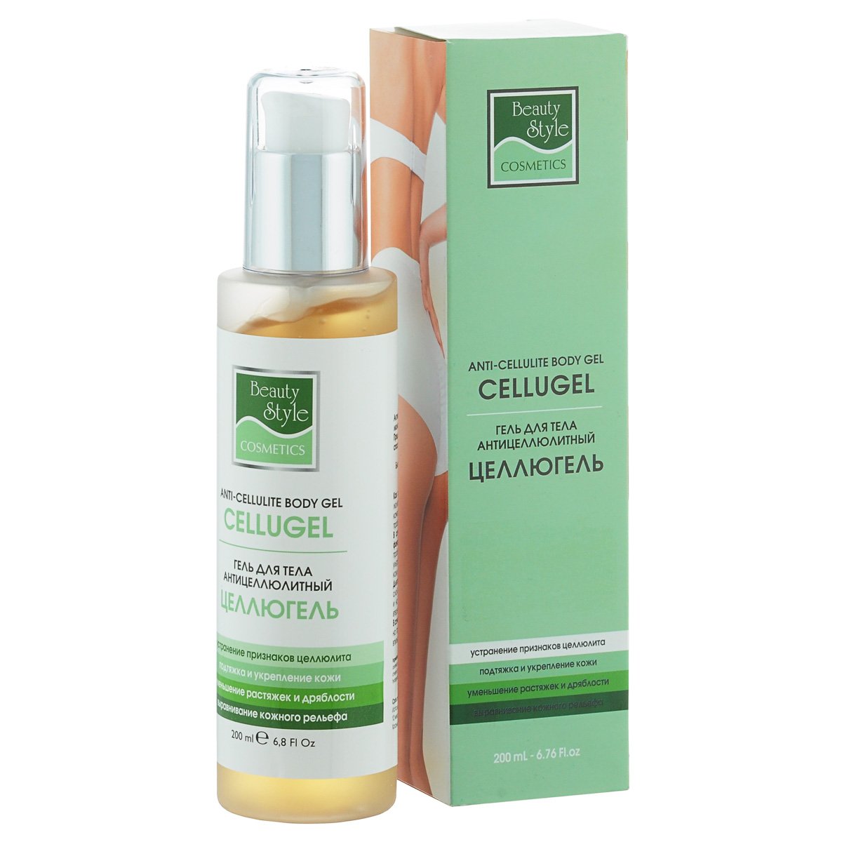 Beauty Style Гель антицеллюлитный Целлюгель Modellage, 200 мл4501818 Beauty Style Гель антицеллюлитный Целлюгель Modellage, 200 мл4501818Гель с экстрактом алоэ, морских водорослей и активных ингредиентов для интенсивного лечения целлюлита, улучшения цвета и внешнего вида кожи. Используется как контактная среда при занятиях с миостимуляторами.Также рекомендован для нанесения после занятий с миостимуляторами, для подтяжки кожи. Идеален для многократного усиления эффекта от ношения антицеллюлитных брюк Жезанн, Солидеа и ТурбоСелл. Гель рекомендуется наносить на кожу до и после ношения антицеллюлитных брюк. Дозатор позволяет наносить строго необходимое количество геля на требуемые области тела или электродные накладки миостимуляторов, что значительно снижает расход. Объем: 200мл.