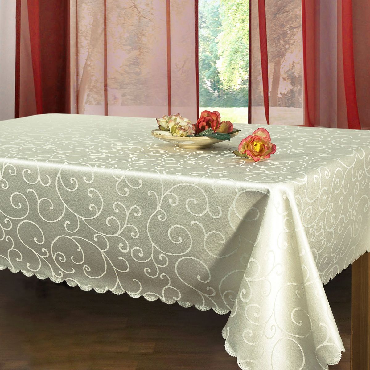 Скатерть Schaefer, прямоугольная, цвет: молочный, 160 x 220 см. 07358-40807358-408 Скатерть Schaefer, прямоугольная, цвет: молочный, 160 x 220 см. 07358-40807358-408Скатерть Schaefer выполнена из высококачественного полиэстера и оформлена изящным узором, края оснащены фестонами. Изделия из полиэстера легко стирать: они не мнутся, не садятся и быстро сохнут, они более долговечны, чем изделия из натуральных волокон. Скатерть Schaefer не останется без внимания ваших гостей, а вас будет ежедневно радовать оригинальным дизайном и несравненным качеством. Немецкая компания Schaefer создана в 1921 году. На протяжении всего времени существования она создает уникальные коллекции домашнего текстиля для гостиных, спален, кухонь и ванных комнат. Дизайнерские идеи немецких художников компании Schaefer воплощаются в текстильных изделиях, которые сделают ваш дом красивее и уютнее и не останутся незамеченными вашими гостями. Дарите себе и близким красоту каждый день! Изысканный текстиль от немецкой компании Schaefer - это красота, стиль и уют в вашем доме.
