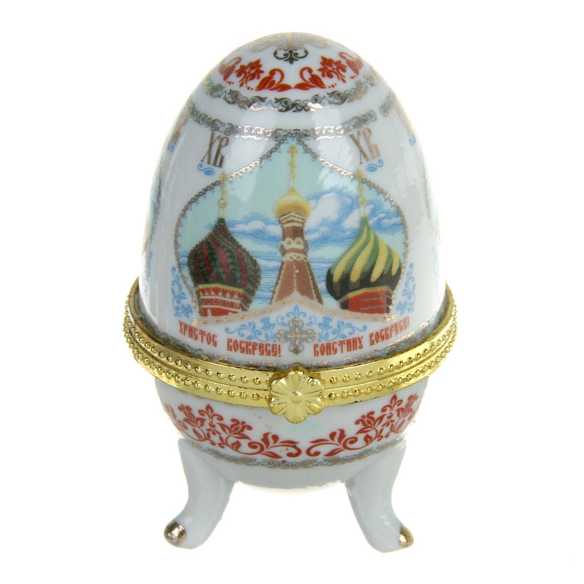 Яйцо-шкатулка Sima-land Купола, высота 7,5 см890096 Яйцо-шкатулка Sima-land Купола, высота 7,5 см890096Яйцо-шкатулка Sima-land Купола представляет собой изделие, изготовленное из белоснежной прочной керамики и оформленное росписью выполненной в технике деколь, с золотистыми вставками. Изделие располагается на изящных ножках. Яйцо-шкатулка Sima-land Купола порадует своим великолепием и функциональными особенностями. Это не только символичный, но и очень полезный подарок на светлый праздник Пасхи. Диаметр яйца-шкатулки: 4,5 см. Высота яйца-шкатулки: 7,5 см.