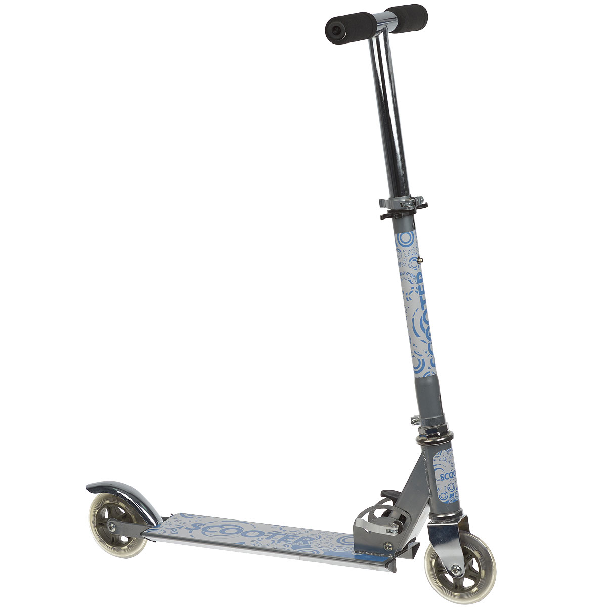 Самокат двухколесный Scooter, цвет: серый, белый, голубой. GSS-S2-0013038 Самокат двухколесный Scooter, цвет: серый, белый, голубой. GSS-S2-0013038Двухколесный самокат Scooter станет отличным подарком любителю скорости и активного отдыха! Рама самоката выполнена из стали. Стойка самоката регулируется по высоте. Ручки покрыты накладками из вспененного полимера, что позволит избежать мозолей на ладонях. Самокат быстро и легко складывается и не требует особых мест для хранения.Катание на самокате - одно из любимых занятий детей. Оно приобретает большую популярность, поскольку не требует специальных навыков.