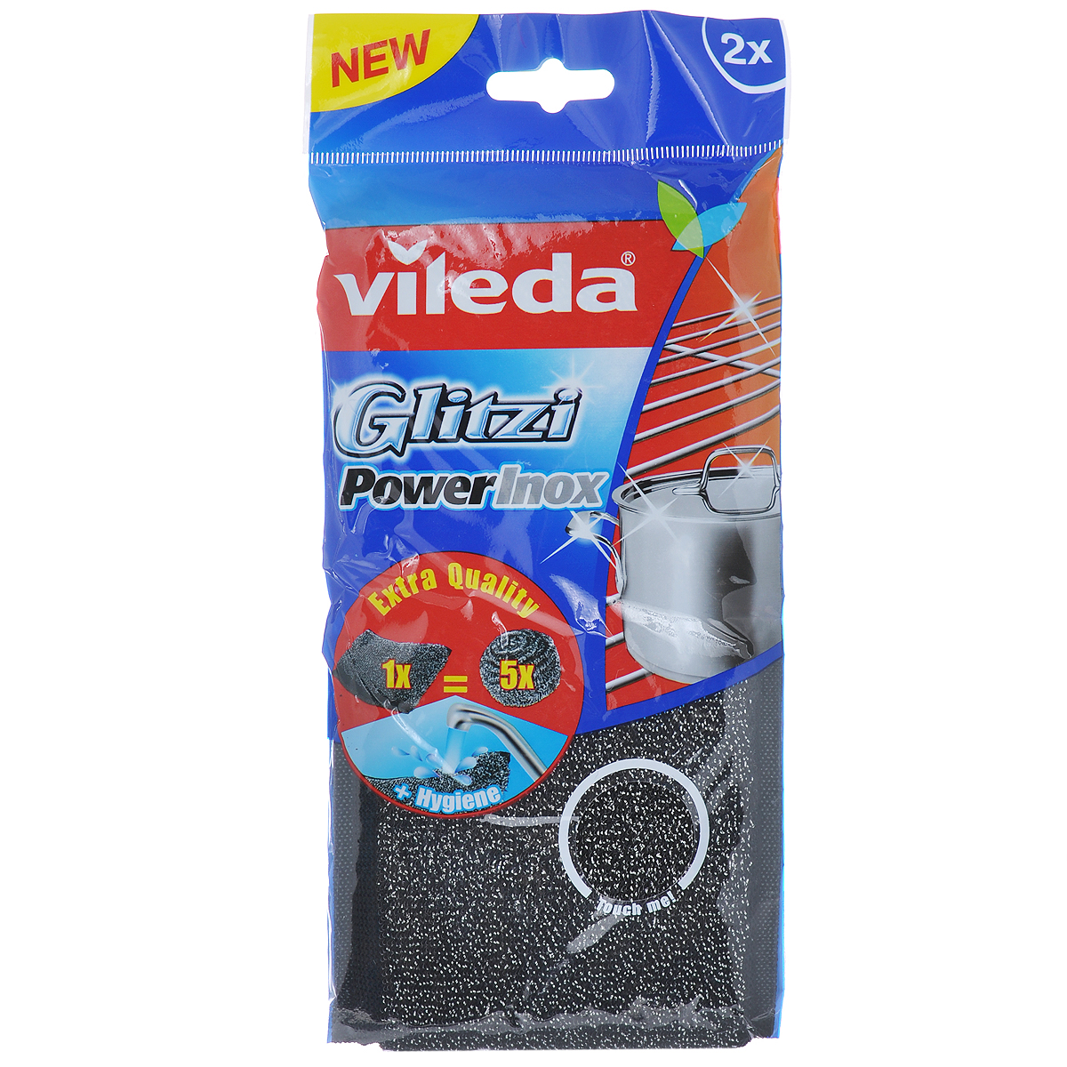 Губка для мытья посуды Vileda Inox Power, металлическая, 2 шт32110742 Губка для мытья посуды Vileda Inox Power, металлическая, 2 шт32110742Набор Vileda Inox Power состоит из 2 губок, изготовленных из стали и полиамида и предназначенных для очистки гриля, барбекю, духовок, металлической посуды и рабочих поверхностей от стойких загрязнений. Инновационная комбинация стальных и полиэстерных нитей придает губкам особую долговечность - они прослужат в 5 раз дольше, чем обычная металлическая губка. Внешний слой легко промывается. Внутренний поролоновый слой способствует пенообразованию (что очень удобно при мытье жирной посуды). Изделия не колют руки, не ржавеют и не теряют форму. Размер губки: 11 см х 9,5 см х 1,5 см. Комплектация: 2 шт.