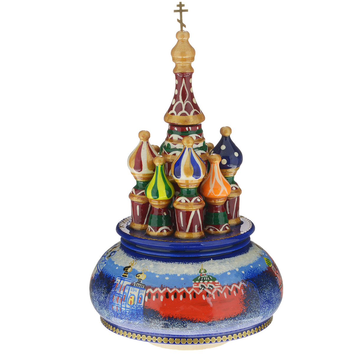 Фигурка декоративная Sima-land Храм, музыкальная, высота 21 см. 10799261079926 Фигурка декоративная Sima-land Храм, музыкальная, высота 21 см. 10799261079926Декоративная фигурка Sima-land Храм, выполненная из дерева в виде храма, покрыта лаком и оформлена красочными рисунками. Основание фигурки крутится и предназначено для завода музыкального механизма. Поверните основание фигурки, и она начнет медленно вращаться, и заиграет приятная мелодия. Декоративная музыкальна фигурка Sima-land Храм не оставит равнодушным ни одного любителя изысканных вещей и станет прекрасным подарком. Размер фигурки: 11 см х 11 см х 21 см.
