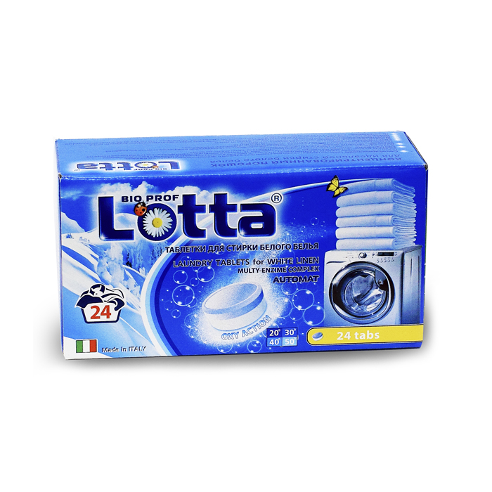 Таблетки для стирки белого белья Lotta, 24 шт16279 Таблетки для стирки белого белья Lotta, 24 шт16279Концентрированное средство в таблетках Lotta предназначено для стирки белых тканей в автоматических стиральных машинах. Таблетки содержат средство, предотвращающее образование накипи. Одна таблетка содержит точное количество средства для стирки. Средство не предназначено для стирки деликатных тканей (шелка и шерсти). Не вызывают аллергии. Перед использованием снимите защитную пленку и положите таблетку в кювету стиральной машины. При необходимости увеличьте количество средства (смотрите таблицу на упаковке). Количество таблеток: 24 шт. Состав: цеолиты, фосфаты, кислородосодержащий отбеливатель, неионогенные поверхностно-активные вещества, анионные поверхностно-активные вещества, эзимы, отдушка, оптический отбеливатель. Товар сертифицирован.