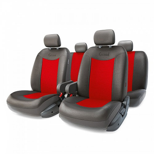 Авточехлы Autoprofi Grand Full, цвет: черный, красный, 13 предметов. Размер MGND-1305GF BK/RD Авточехлы Autoprofi Grand Full, цвет: черный, красный, 13 предметов. Размер MGND-1305GF BK/RDАвтомобильные чехлы Autoprofi Grand Full изготавливаются из высококачественной экокожи с перфорированными цветными вставками. Мягкие и дышащие, чехлы являются отличным дополнением салона любого автомобиля. Изделия выполнены в классическом дизайне и придают автомобильному интерьеру современные и солидные черты. Полиуретановое покрытие искусственной кожи чехлов устойчиво к солнечным лучам, механическому воздействию и растяжению, благодаря чему чехлы отличаются продолжительным сроком эксплуатации. Чехлы из экокожи выглядят стильно в салоне любого автомобиля. На вид чехлы неотличимы от кожаных. Они хорошо скрывают уже имеющиеся дефекты кресла. Универсальная конструкция подходит для большинства автомобильных сидений. Подходят для автомобилей с боковыми подушками безопасности (распускаемый шов). Комплектация: 5 подголовников, 2 подлокотника, 2 спинки переднего ряда, 2 сиденья переднего ряда, 1 спинка заднего ряда, 1 сиденье заднего ряда. ...