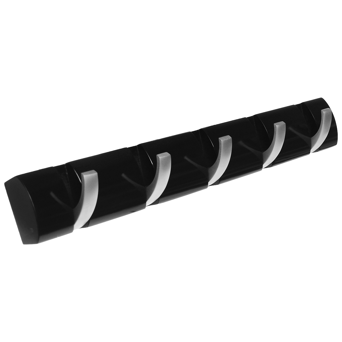 Вешалка настенная Umbra Flip, цвет: черный, 5 крючков318850-037 Вешалка настенная Umbra Flip, цвет: черный, 5 крючков318850-037Стильная и прочная вешалка Umbra Flip интересной формы и оригинального дизайна изготовлена из дерева. Имеет 5 откидных крючков из никеля: когда они не используются, то складываются, превращая конструкцию в абсолютно гладкую поверхность. Вешалка Umbra Flip идеально подходит для маленьких прихожих и ограниченных пространств. Каждый крючок выдерживает вес до 2,3 кг.