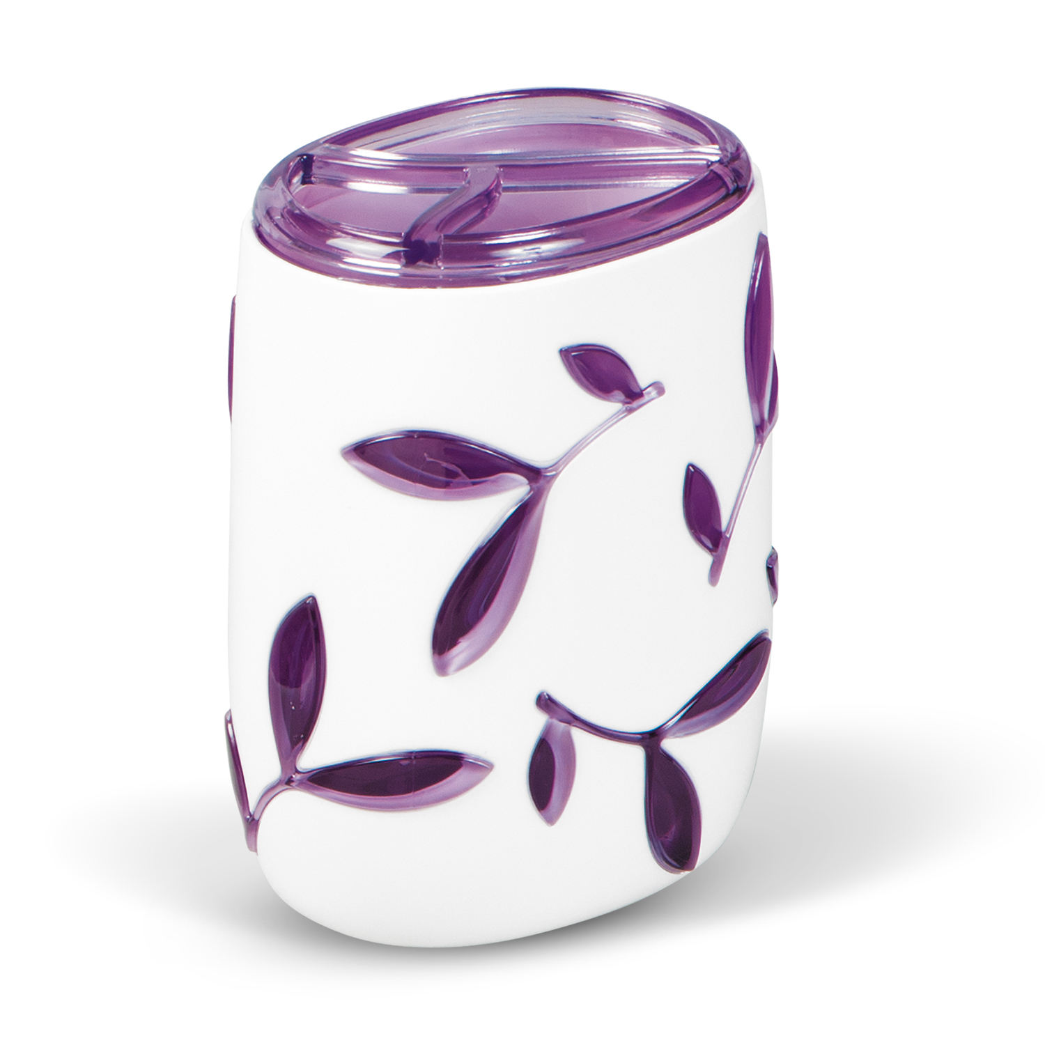 Стакан для зубных щеток Tatkraft Immanuel Olive Violet, цвет: белый, фиолетовый12066 Стакан для зубных щеток Tatkraft Immanuel Olive Violet, цвет: белый, фиолетовый12066Стакан для зубных щеток Immanuel Olive Violet изготовлен из пластика белого цвета и украшен фиолетовыми акриловыми вставками в виде веток с листьями. Стакан имеет два маленьких и одно большое отверстие для зубных щеток. Зубная щетка легко загрязняется, поэтому ее следует содержать в абсолютной чистоте. Хранение зубных щеток в специальном стакане заметно снижает количество микроорганизмов в самой щетке, а щетинки сохраняют свою твердость и форму. Стакан Immanuel Olive Violet сохранит ваши зубные щетки и станет стильным аксессуаром, который украсит интерьер ванной комнаты. Характеристики: Материал: акрил, пластик. Размер стакана: 8 см х 6 см х 12 см. Размер упаковки: 8 см х 6 см х 12 см. Артикул: 12066.