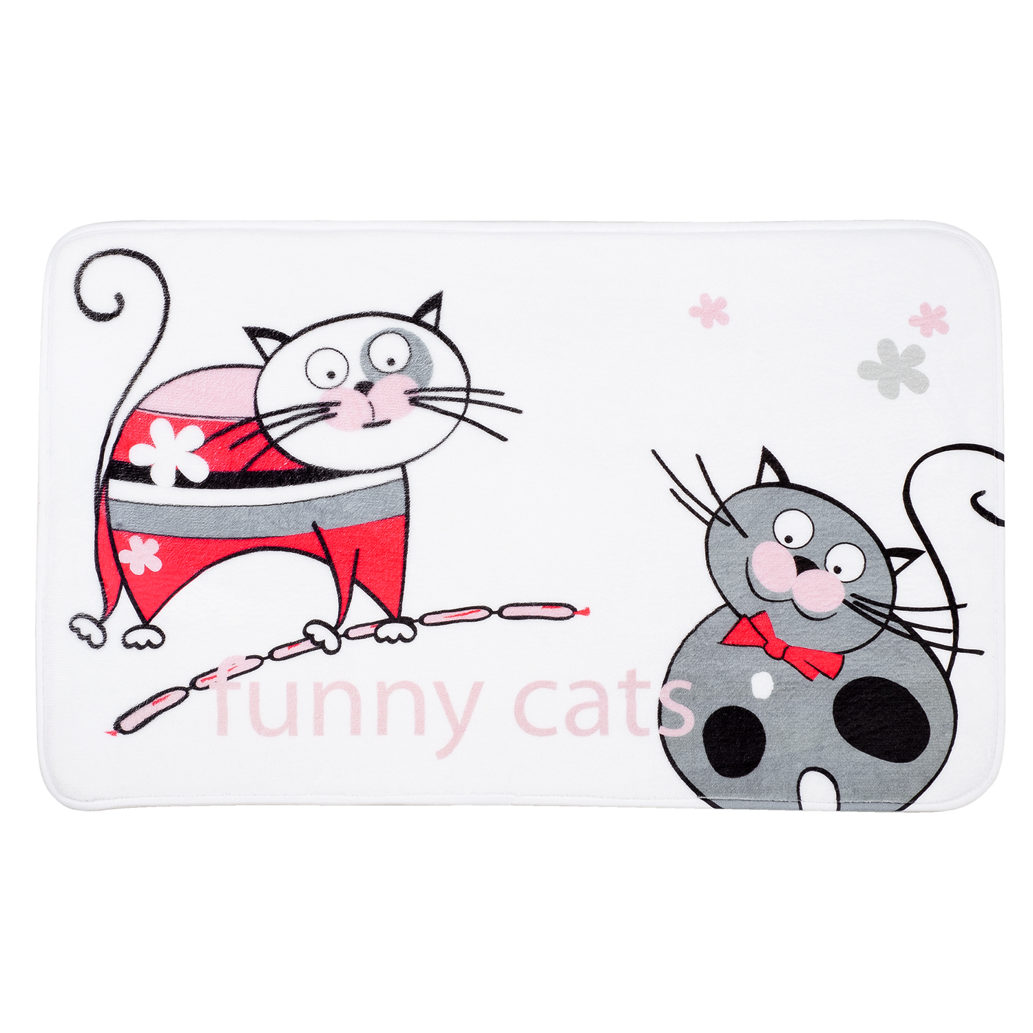 Коврик для ванной комнаты Tatkraft Funny Cats, 50 х 80 см14930 Коврик для ванной комнаты Tatkraft Funny Cats, 50 х 80 см14930Коврик для ванной комнаты Tatkraft Funny Cats изготовлен из микрофибры - мягкого приятного на ощупь материала. Коврик отлично поглощает и впитывает влагу. Основание противоскользящее. Яркий красочный рисунок в виде забавных котов с сосисками внесет оригинальную нотку в интерьер ванной комнаты. Коврики Tatkraft - прекрасное решение для ванной комнаты.