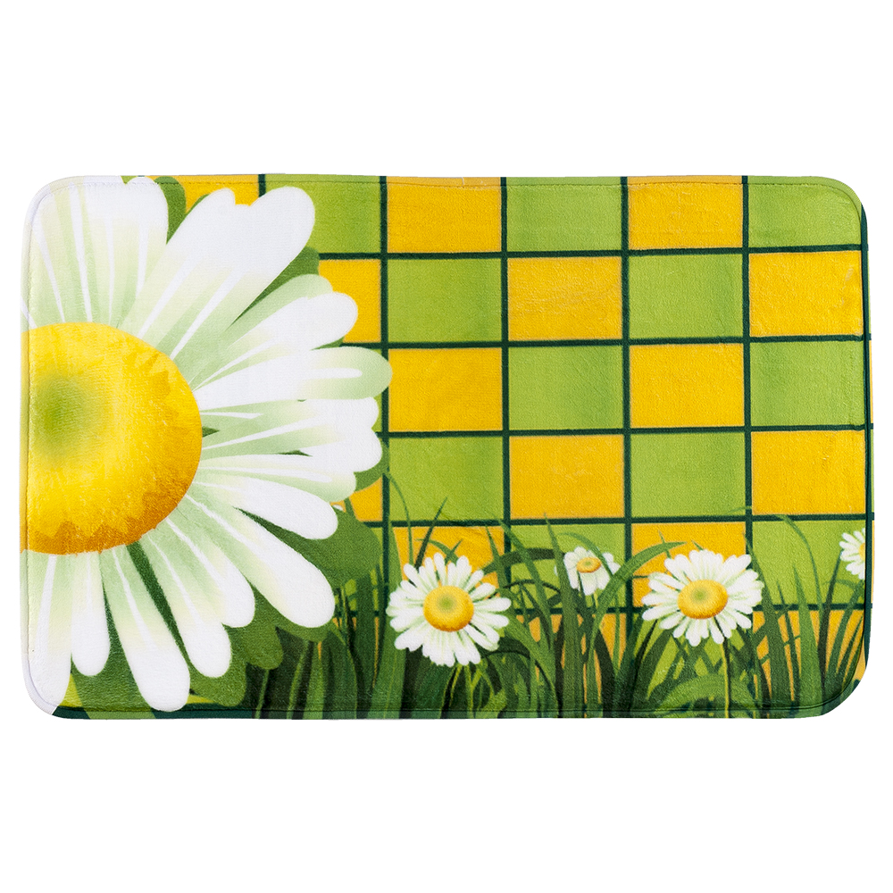 Коврик для ванной комнаты Tatkraft Chamomile, 50 х 80 см14961 Коврик для ванной комнаты Tatkraft Chamomile, 50 х 80 см14961Коврик для ванной комнаты Tatkraft Chamomile изготовлен из микрофибры Ultra Soft - мягкого, приятного на ощупь материала. Коврик отлично поглощает и впитывает влагу. Основание противоскользящее. Красочный рисунок в виде ромашек на ярком клетчатом фоне внесет оригинальную нотку в интерьер ванной комнаты. Коврики Tatkraft - прекрасное решение для ванной комнаты.