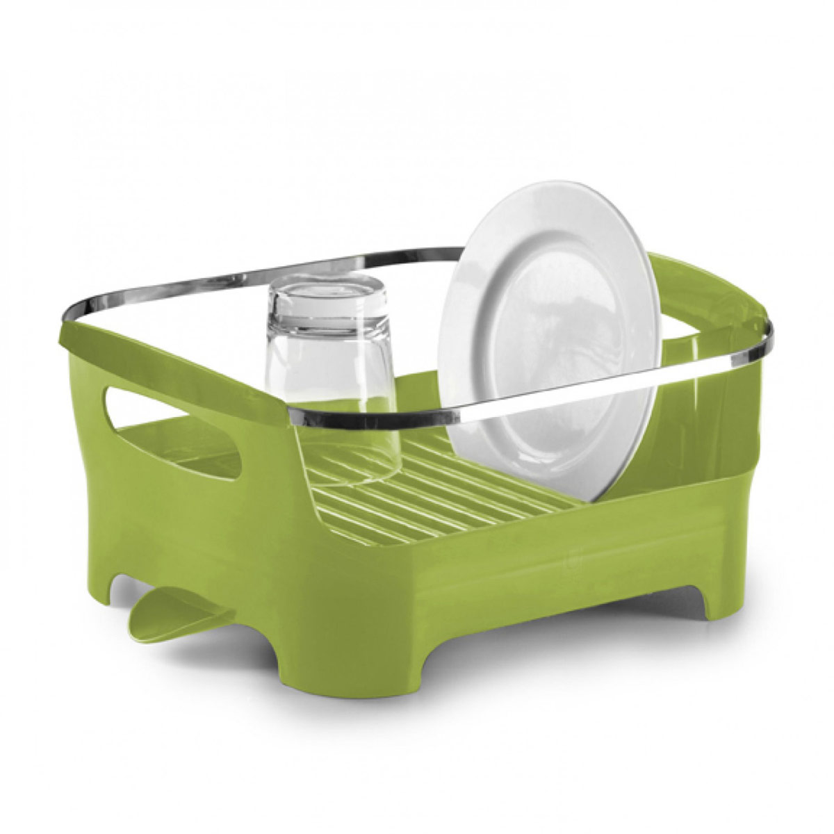 Сушилка для посуды Umbra Basin, цвет: зеленый, 38 см х 33 см х 17 см330591-806 Сушилка для посуды Umbra Basin, цвет: зеленый, 38 см х 33 см х 17 см330591-806Сушилка для посуды Umbra Basin изготовлена из высококачественного пластика без содержания вредного бисфенола. Компактный дизайн изделия создает большое пространство для хранения и сушки посуды. Пространство для посуды ограждено бортиком, в котором есть удобные ручки для переноски, а главное, тарелки случайно не выпадут и не разобьются. Вода со свежевымытой посуды через желобки для тарелок стекает вниз, в специальное отделение, где собирается и выводится через носик на боку сушилки. Вы можете поставить ее в раковину или на рабочую поверхность рядом. Размер сушилки: 38 см х 33 см х 17 см.