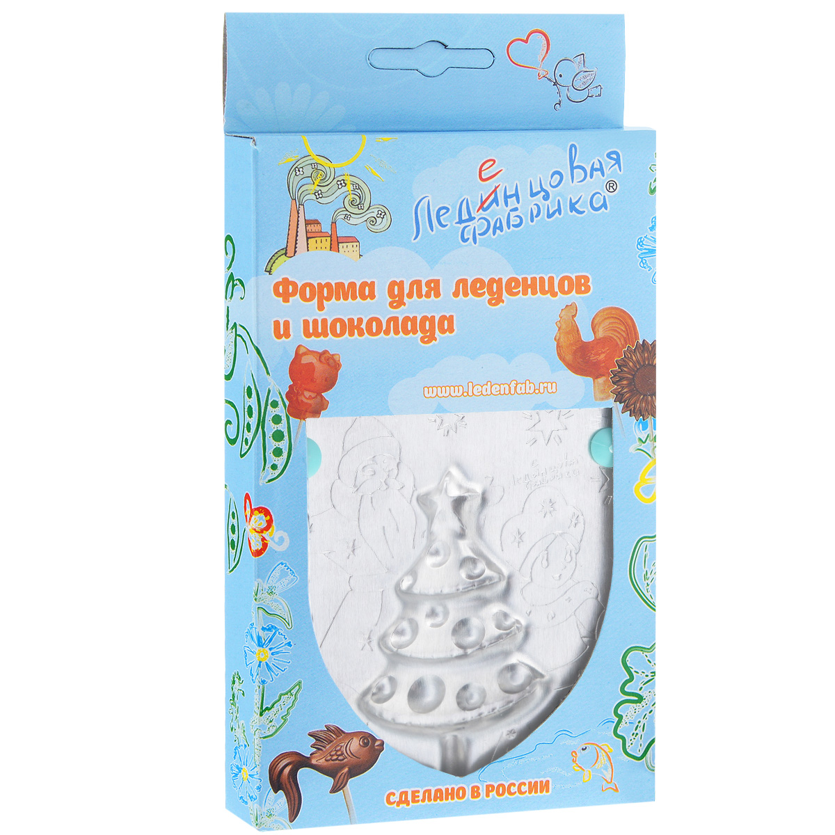 Форма для леденцов Елочка, 9,5 х 9,5 см0004 Форма для леденцов Елочка, 9,5 х 9,5 см0004С помощью формы Елочка вы сможете сделать разнообразные леденцы и шоколадки своими руками, используя натуральные продукты: сахар, воду, сок и готовый шоколад. Изделие выполнено из пищевого алюминия. Форма удобна в использовании и оснащена пластиковыми ножками. В комплект входят 10 палочек для леденцов, выполненных из бамбука и инструкция по применению. Детская тематика формочек направлена на воспитание в детях доброго отношения к окружающему миру. Размер формы: 9,5 см х 9,5 см х 0,7 см. Размер готового леденца: 5 см х 6 см х 0,6 см. Длина палочки: 15 см.