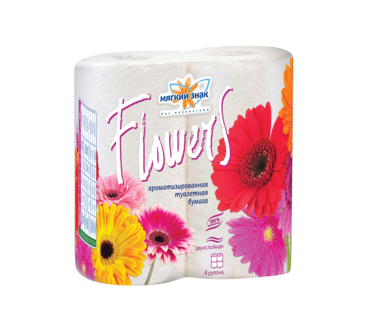 Туалетная бумага Мягкий знак Flowers, ароматизированная, двухслойная, цвет: белый, 4 рулонаC48 Туалетная бумага Мягкий знак Flowers, ароматизированная, двухслойная, цвет: белый, 4 рулонаC48Ароматизированная туалетная бумага Мягкий знак Flowers обладает нежным цветочным ароматом. Двухслойная туалетная бумага мягкая, нежная, но в тоже время прочная, с отрывом по линии перфорации. Количество листов: 185 шт. Количество слоев: 2. Размер листа: 12,5 см х 9,6 см. Состав: 100% целлюлоза, ароматизатор.
