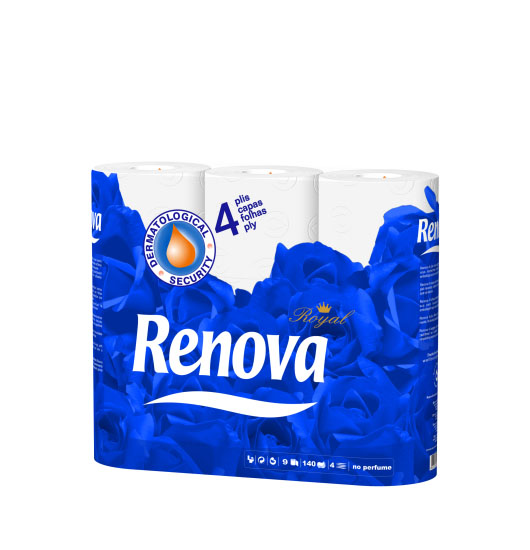 Туалетная бумага Renova Royal, четырехслойная, цвет: белый, 9 рулонов200045194 Туалетная бумага Renova Royal, четырехслойная, цвет: белый, 9 рулонов200045194Туалетная бумага Renova Royal изготовлена по новейшей технологии из 100% целлюлозы, благодаря чему она очень мягкая, нежная, но в тоже время прочная. Перфорация надежно скрепляет четыре слоя бумаги. Туалетная бумага Renova Royal не содержит ароматизаторов и красителей. Состав: 100% целлюлоза. Количество листов: 140 шт. Количество слоев: 3. Размер листа: 11,5 см х 9,5 см. Количество рулонов: 12 шт. Португальская компания Renova является ведущим разработчиком новейших технологий производства, нового стиля и направления на рынке гигиенической продукции.