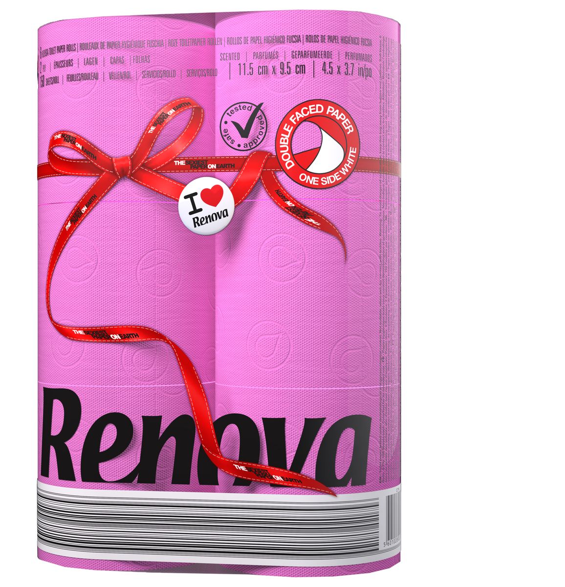 Туалетная бумага Renova, двухслойная, ароматизированная, цвет: фуксия, 6 рулонов200066926 Туалетная бумага Renova, двухслойная, ароматизированная, цвет: фуксия, 6 рулонов200066926Туалетная бумага Renova изготовлена по новейшей технологии из 100% ароматизированной целлюлозы, благодаря чему она имеет тонкий аромат, очень мягкая, нежная, но в тоже время прочная. Эксклюзивная двухсторонняя туалетная бумага Renova экстрамодного цвета, придаст вашему туалету оригинальность. Состав: 100% ароматизированная целлюлоза. Количество листов: 150 шт. Количество слоев: 2. Размер листа: 11,5 см х 9,5 см. Количество рулонов: 6 шт. Португальская компания Renova является ведущим разработчиком новейших технологий производства, нового стиля и направления на рынке гигиенической продукции. Современный дизайн и высочайшее качество, дерматологический контроль - это то, что выделяет компанию Renova среди других производителей бумажной санитарно-гигиенической продукции.