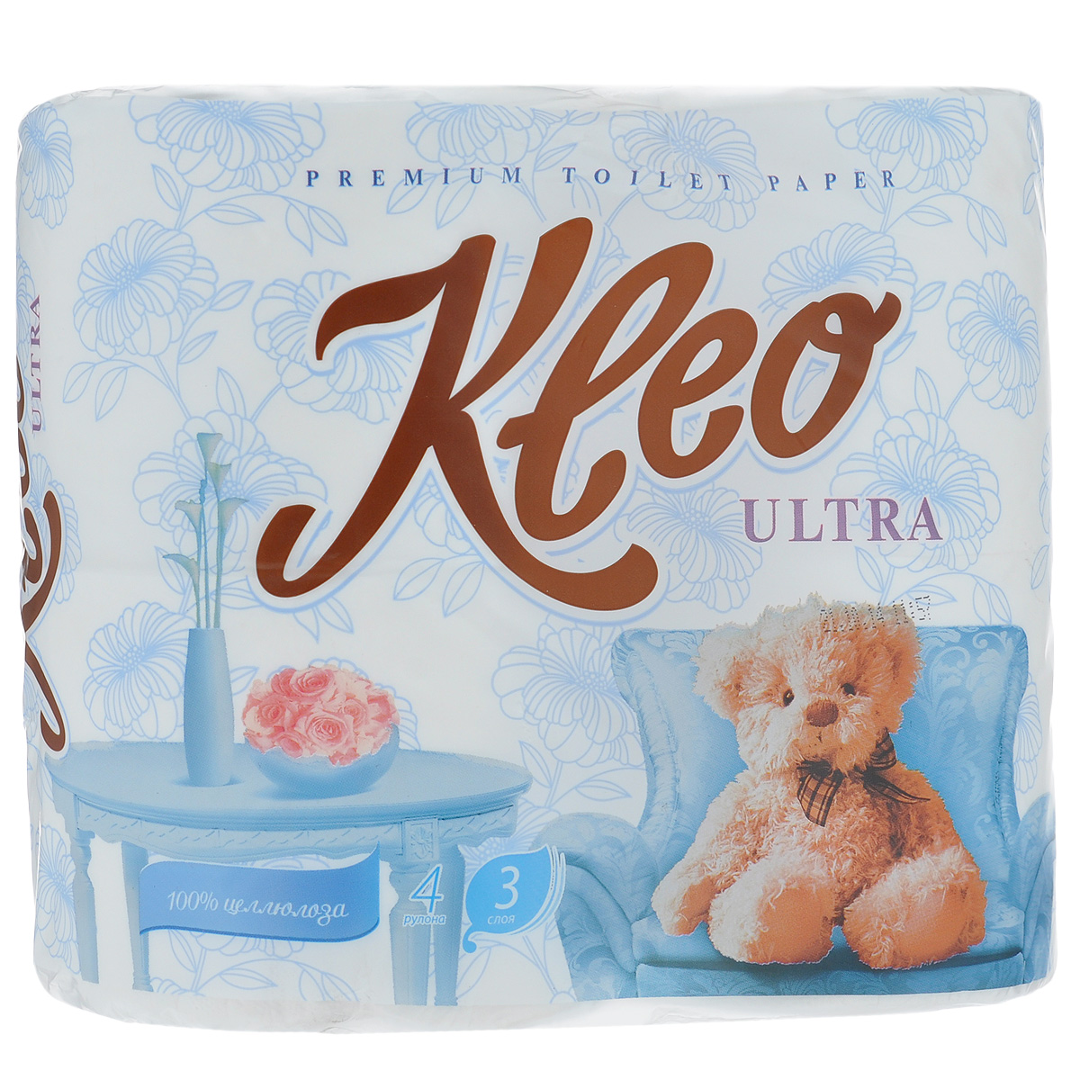 Туалетная бумага Kleo Ultra, трехслойная, цвет: белый, 4 рулонаC86 Туалетная бумага Kleo Ultra, трехслойная, цвет: белый, 4 рулонаC86Туалетная бумага Kleo Ultra, выполненная из натуральной целлюлозы, обеспечивает превосходный комфорт и ощущение чистоты и свежести. Необыкновенно мягкая, но в тоже время прочная, бумага не расслаивается и отрывается строго по линии перфорации. Трехслойные листы имеют рисунок с перфорацией. Количество листов: 168 шт. Количество слоев: 3. Размер листа: 12,5 см х 9,6 см. Состав: 100% целлюлоза.
