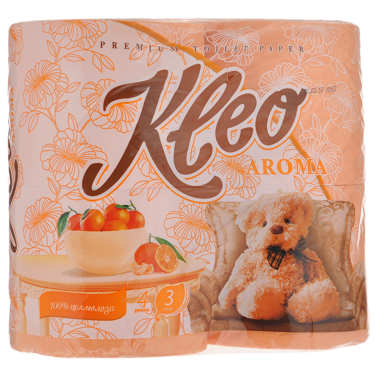 Туалетная бумага Kleo Aroma. Mandarin, трехслойная, цвет: персиковый, 4 рулонаC98 Туалетная бумага Kleo Aroma. Mandarin, трехслойная, цвет: персиковый, 4 рулонаC98Туалетная бумага Kleo Aroma. Mandarin, выполненная из натуральной целлюлозы, обеспечивает превосходный комфорт и ощущение чистоты и свежести. Имеет приятный аромат мандарина. Необыкновенно мягкая, но в тоже время прочная, бумага не расслаивается и отрывается строго по линии перфорации. Трехслойные листы имеют рисунок с перфорацией. Количество листов: 168 шт. Количество слоев: 3. Размер листа: 12,5 см х 9,6 см. Состав: 100% целлюлоза, ароматизатор.
