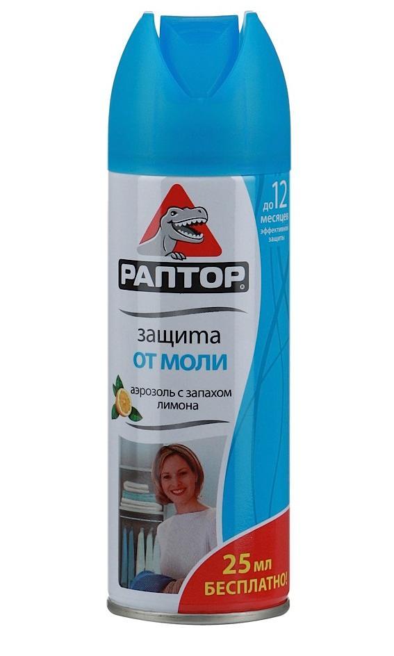 Аэрозоль от моли Раптор, 175 мл57418524 Аэрозоль от моли Раптор, 175 мл57418524Аэрозолю от моли РАПТОР по силам уничтожить любой вид моли. Все дело в особенном составе средства, который оказывает двойное действие - уничтожает и взрослую моль, и ее гусениц. Средство не оставляет пятен и поэтому подходит для обработки и защиты любых шерстяных и меховых изделий - ковров, мебельной обивки, одежды и головных уборов. Эффективность действующего вещества аэрозоля сохраняется в течении 12 месяцев с момента его использования. Характеристики: Объем: 175 мл. Производитель: Италия. Изготовитель: Россия. Артикул: 57418524.