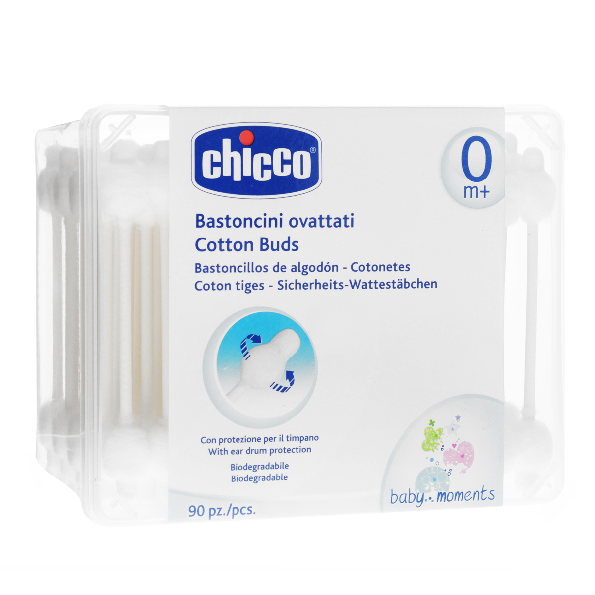 Chicco Ватные палочки с ограничителем, 90 шт51174 Chicco Ватные палочки с ограничителем, 90 шт51174Ватные палочки Chicco предназначены для очищения и высушивания труднодоступных участков на теле ребенка-между пальцами ног и рук, вокруг глаз, ушей и носа, для нанесения масла или крема. Гибкие полипропиленовые палочки с тампонами из натурального хлопкового волокна. Гипоаллергенны, ограничители предохраняют ушки ребенка от полного вставления тампона в ушную полость. Эффективность и безопасность применения подтверждена клиническими испытаниями. Только для наружного применения.В комплекте 90 палочки.Товар сертифицирован.