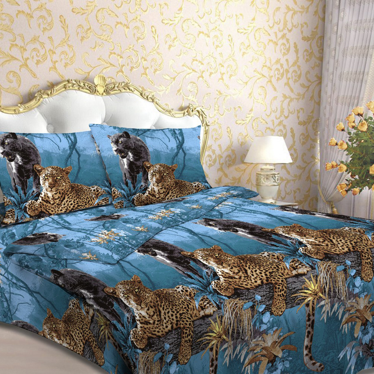 Комплект белья Letto Пантера, 1,5-спальное, наволочки 70х70, цвет: синий. В44-3В44-3 Комплект белья Letto Пантера, 1,5-спальное, наволочки 70х70, цвет: синий. В44-3В44-3Комплект постельного белья Letto Пантера выполнен из бязи (100% натурального хлопка). Комплект состоит из пододеяльника, простыни и двух наволочек. Постельное белье оформлено ярким красочным рисунком. Гладкая структура делает ткань приятной на ощупь, мягкой и нежной, при этом она прочная и хорошо сохраняет форму. Ткань легко гладится. Благодаря такому комплекту постельного белья вы сможете создать атмосферу роскоши и романтики в вашей спальне. В комплект входят: Пододеяльник - 1 шт. Размер: 143 см х 215 см. Простыня - 1 шт. Размер: 150 см х 220, см. Наволочка - 2 шт. Размер: 70 см х 70 см. Плотность: 125 г/м.