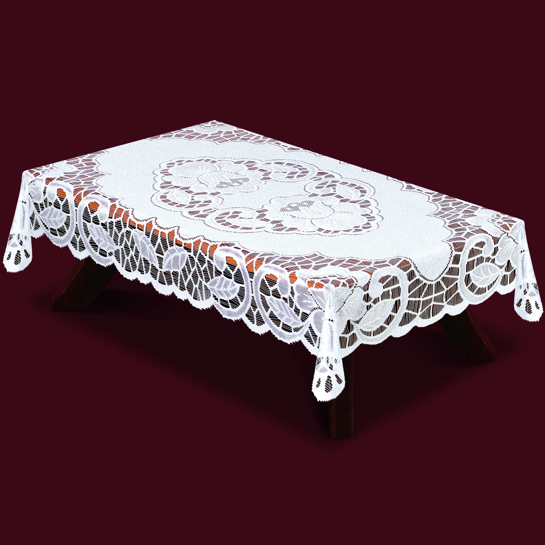 Скатерть Haft Skarb Babuni, прямоугольная, цвет: белый, 130 x 180 см. 38850/13038850/130 Скатерть Haft Skarb Babuni, прямоугольная, цвет: белый, 130 x 180 см. 38850/13038850/130Великолепная прямоугольная скатерть Haft Skarb Babuni, выполненная из 100% полиэстера, органично впишется в интерьер любого помещения, а оригинальный дизайн удовлетворит даже самый изысканный вкус. Скатерть изготовлена из сетчатого материала с ажурным орнаментом по краям и по центру. Скатерть Haft Skarb Babuni создаст праздничное настроение и станет прекрасным дополнением интерьера гостиной, кухни или столовой.