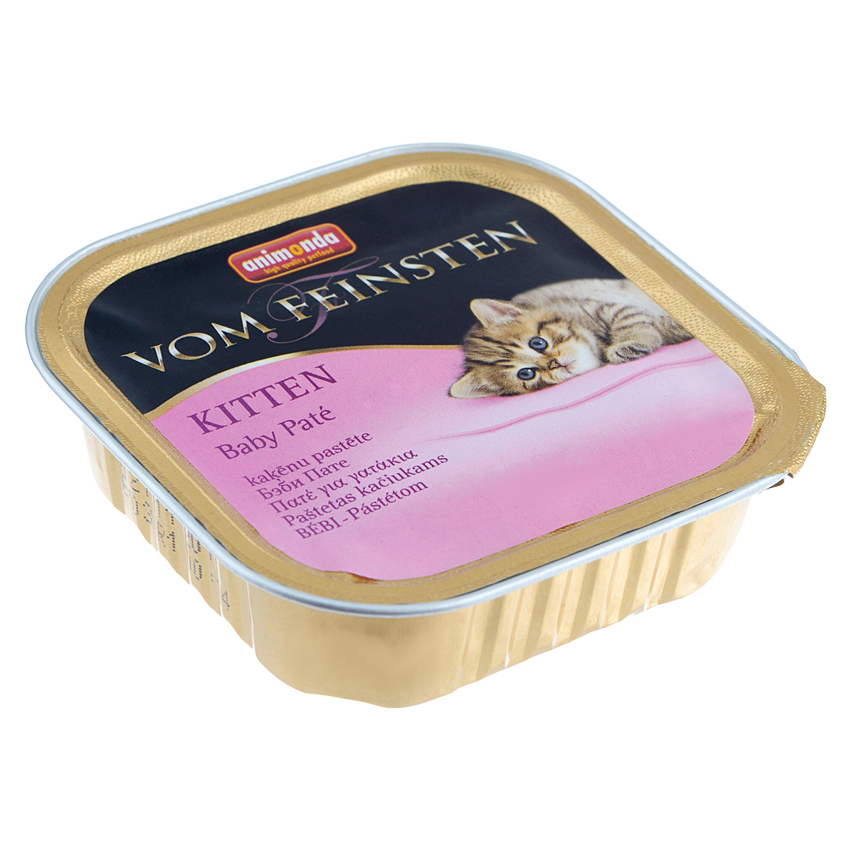 Консервы для котят Animonda Vom Feinsten, 100 г25002 Консервы для котят Animonda Vom Feinsten, 100 г25002Котята имеют особые требования к своему рациону. Но даже самая сильная мать едва ли сможет кормить молоком своих котят более 4 недель с достаточной энергией и питательными веществами. Именно эту проблему решает Animonda Vom Feinsten, предназначенный для котят с 4-й недели жизни. Нежная, тонкая, кремообразная консистенция паштета помогает котенку в переходе от жидкого молока к твердой пище. Рекомендован для котят с четвертой недели жизни и до одного года. Состав: мясо и мясные продукты 58% (домашняя птица, свинина, говядина), бульон, рыба и рыбные продукты 5%, минералы. Анализ: белок 10%, жир 6%, клетчатка 0,3%, зола 2%, влажность 81%. Добавки (на 1 кг продукта): витамин D3 200 МЕ, витамин Е (a-токоферол) 30 мг. Вес: 100 г. Товар сертифицирован.
