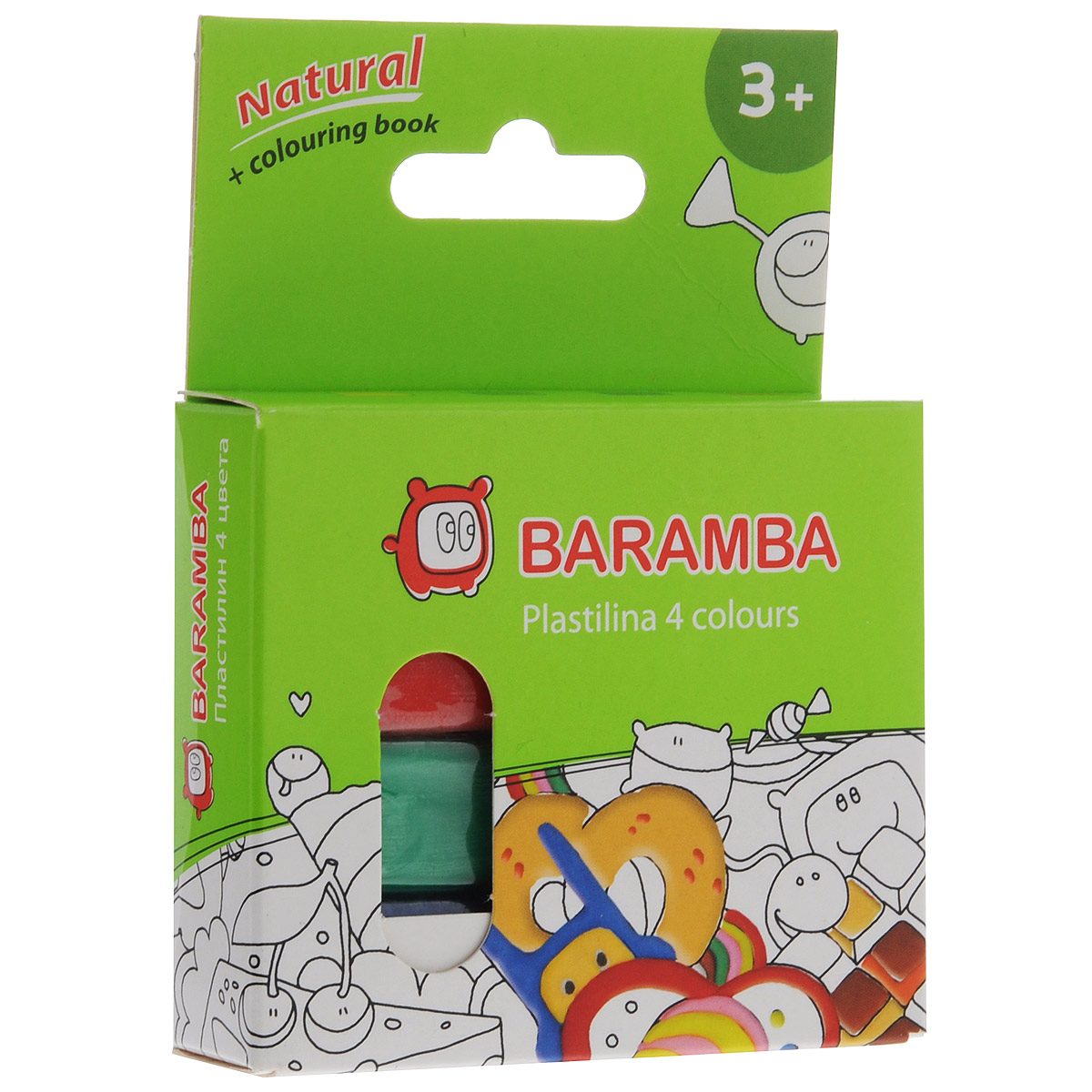 Пластилин Baramba, 4 цветов, с раскраскойB30004 Пластилин Baramba, 4 цветов, с раскраскойB30004Пластилин Baramba с раскраской - это отличная возможность познакомить ребенка с еще одним из видов изобразительного творчества, в котором создаются объемные образы и целые композиции. В набор входит пластилин 4 ярких цветов (желтый, зеленый, синий, красный). Цвета пластилина легко смешиваются между собой, и таким образом можно получить новые оттенки. Пластилин на растительной основе, очень мягкий, содержит натуральные масла и воск, легко смешивается друг с другом и не липнет к рукам. Техника лепки богата и разнообразна, но при этом доступна даже маленьким детям. В комплект также входит раскраска с изображением, которое малыш сможет раскрасить с помощью пластилина. Занятие лепкой не только увлекательно, но и полезно для ребенка. Оно способствует развитию творческого и пространственного мышления, восприятия формы, фактуры, цвета и веса, развивает воображение и мелкую моторику.