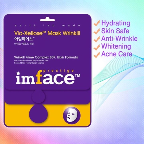 IMFACE маска для лица от морщин Vio-Xellose Mask Wrinkill 23 млБ63003 мята IMFACE маска для лица от морщин Vio-Xellose Mask Wrinkill 23 млБ63003 мятаАнтивозрастной уход, разглаживание морщин, придание упругости и эластичности коже.