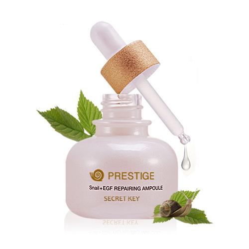 Secret Key Востанавливающая сыворотка для лица Prestige Snail+EGF Repairing Ampoule 30 мл91257 Secret Key Востанавливающая сыворотка для лица Prestige Snail+EGF Repairing Ampoule 30 мл91257Антивозрастная сыворотка Secret Key с экстрактом улиточной слизи создана для осветления и глубокого увлажнения, сокращает морщины, подтягивает и питает кожу. Одобрена KFDA как эффективное средство против морщин+отбеливание. Поддерживает водный баланс, используя фильтрат слизи виноградной улитки, полученному благодаря природе, защищает кожу от неблагоприятных воздействий внешней среды. Регенерация кожи происходит посредством ускорения роста клеток, так как компоненты проникают прямиком в дерму. Эта ампула рекомендуется для чувствительной кожи, в ее состав не входят вещества, которые ей вредят (парабены, нефтепродукты, бензофенон, животные жиры, искусственные красители).