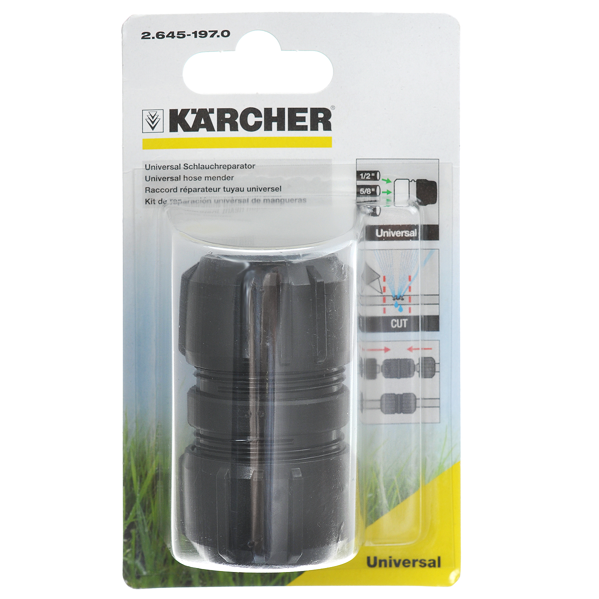 Универсальная ремонтная муфта Karcher 2.645-197.02.645-197.0 Универсальная ремонтная муфта Karcher 2.645-197.02.645-197.0Универсальная ремонтная муфта предназначена для соединения двух шлангов или ремонта поврежденного шланга. Длина муфты: 7 см.