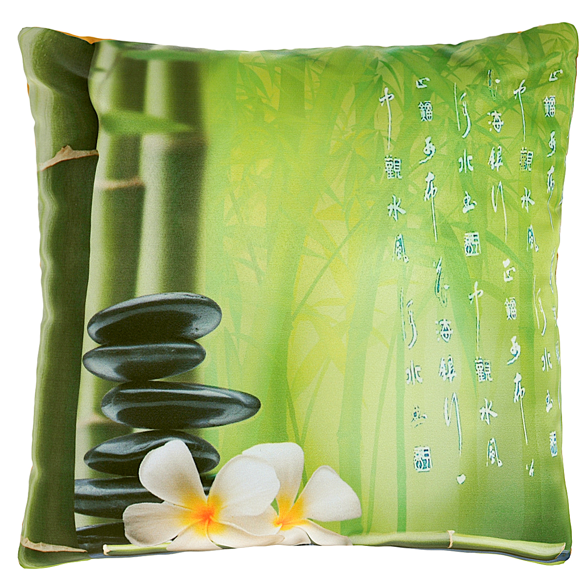 Подушка декоративная GiftnHome Дзен, 35 см х 35 смS03301004 Подушка декоративная GiftnHome Дзен, 35 см х 35 смS03301004Декоративная подушка GiftnHome Дзен прекрасно дополнит интерьер спальни или гостиной. Чехол подушки выполнен из гладкого и приятного на ощупь атласа (искусственного шелка). Лицевая сторона украшена фотопечатью с изображением цветов, стеблей бамбука и иероглифов. Оборотная сторона - бежевого цвета. Внутри - мягкий наполнитель (холлофайбер). Чехол легко снимается благодаря молнии.Красивая подушка создаст в доме уют и станет прекрасным элементом декора.Размер подушки: 35 см х 35 см.