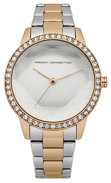 Часы наручные женские French Connection, цвет: стальной, золотой. FC1215SRGMFC1215SRGM Часы наручные женские French Connection, цвет: стальной, золотой. FC1215SRGMFC1215SRGMЭлегантные женские часы French Connection изготовлены из нержавеющей стали и минерального стекла. Циферблат часов оформлен символикой бренда, корпус украшен чешскими кристаллами, стекло дополнено гранями. Корпус изделия оснащен кварцевым механизмом, который имеет степень влагозащиты равную 3 Bar, дополнен устойчивым к царапинам минеральным стеклом. Браслет оснащен замком-клипсой, который позволит с легкостью снимать и надевать изделие. Часы поставляются в фирменной упаковке. Часы French Connection подчеркнут изящность женской руки и отменное чувство стиля у их обладательницы.