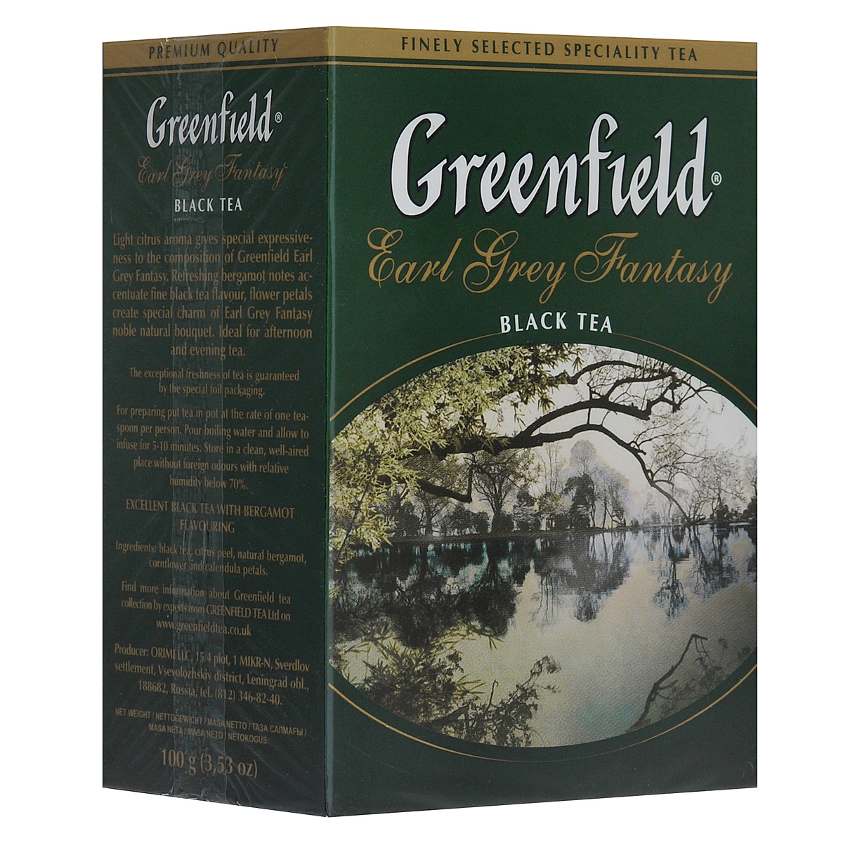 Greenfield Earl Grey Fantasy черный листовой чай, 100 г0426-14 Greenfield Earl Grey Fantasy черный листовой чай, 100 г0426-14Легкий шлейф цитрусовых ароматов придает особую выразительность изящной композиции Greenfield Earl Grey Fantasy. Освежающий оттенок бергамота акцентирует вкус элитного черного чая в изысканном букете Greenfield Earl Grey Fantasy. Он идеально подходит для послеполуденного и вечернего чаепития.