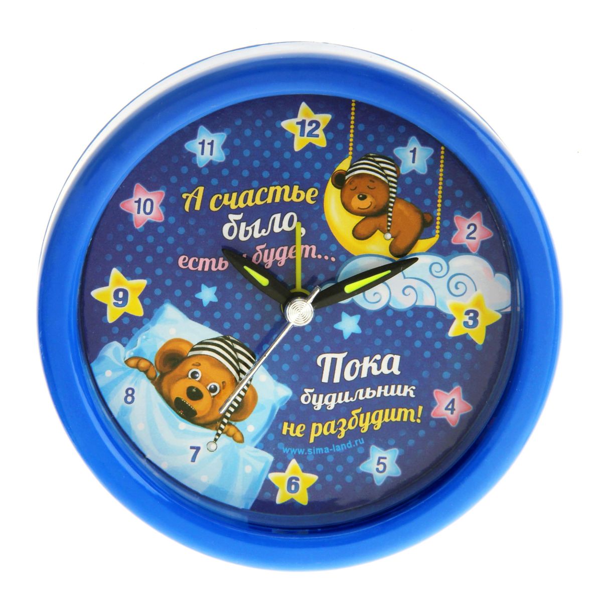 Часы-будильник Sima-land Счастье есть и будет843444 Часы-будильник Sima-land Счастье есть и будет843444Как же сложно иногда вставать вовремя! Всегда так хочется поспать еще хотя бы 5 минут и бывает, что мы просыпаем. Теперь этого не случится! Яркий, оригинальный будильник Sima-land Счастье есть и будет поможет вам всегда вставать в нужное время и успевать везде и всюду. Будильник украсит вашу комнату и приведет в восхищение друзей. Время показывает точно и будит в установленный час. На задней панели будильника расположены переключатель включения/выключения механизма, а также два колесика для настройки текущего времени и времени звонка будильника. Будильник работает от 1 батарейки типа AA напряжением 1,5V (не входит в комплект).