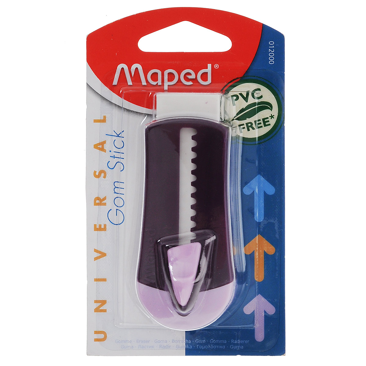 Ластик технический Maped Universal Gom Stick, в футляре, цвет: фиолетовый12000_фиолетовый Ластик технический Maped Universal Gom Stick, в футляре, цвет: фиолетовый12000_фиолетовыйЛастик технический Maped Universal Gom Stick подходит для стирания карандаша и чернил. Специальный удобный автоматический пластиковый футляр позволит защитить его от повреждений. Ластик изготовлен из экологически чистого каучука.